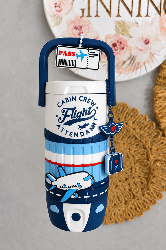Flight attendant 12oz can holder with badge reel